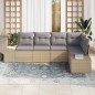 vidaXL Set di divani da giardino 5 pezzi con cuscini, rattan sintetico beige