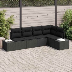 vidaXL Set divano da giardino 5 pezzi con cuscini in rattan sintetico nero