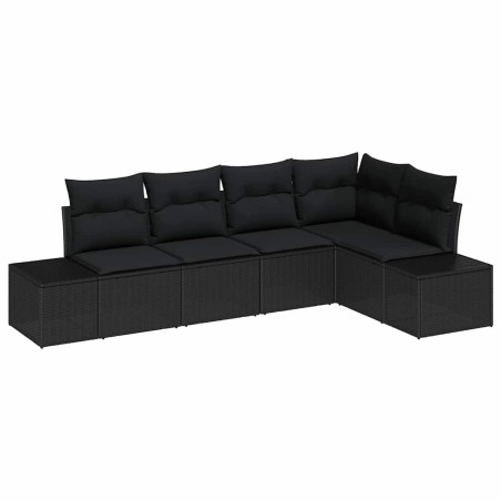 vidaXL Set divano da giardino 5 pezzi con cuscini in rattan sintetico nero