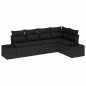 vidaXL Set divano da giardino 5 pezzi con cuscini in rattan sintetico nero