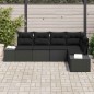 vidaXL Set divano da giardino 5 pezzi con cuscini in rattan sintetico nero