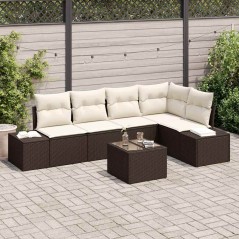 vidaXL Set giardino 6 pezzi con cuscini in rattan polirattan marrone