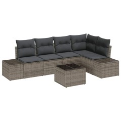 vidaXL Set di divani da giardino 6 pezzi con cuscini in rattan nero e poliestere.