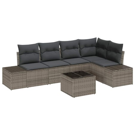 vidaXL Set di divani da giardino 6 pezzi con cuscini in rattan nero e poliestere.