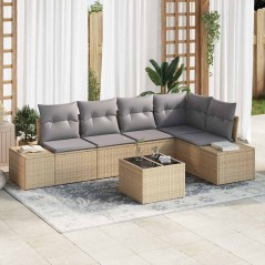 vidaXL Set da giardino in rattan a 6 pezzi con cuscini, Nero
