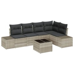 vidaXL Set di divani da giardino , 6 pezzi con cuscini in rattan grigio, polipropilene