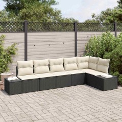 vidaXL Set divano da giardino a 6 pezzi con cuscini in polyrattan nero