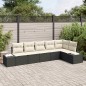 vidaXL Set divano da giardino a 6 pezzi con cuscini in polyrattan nero