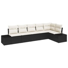 vidaXL Set divano da giardino a 6 pezzi con cuscini in polyrattan nero