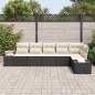 vidaXL Set divano da giardino a 6 pezzi con cuscini in polyrattan nero