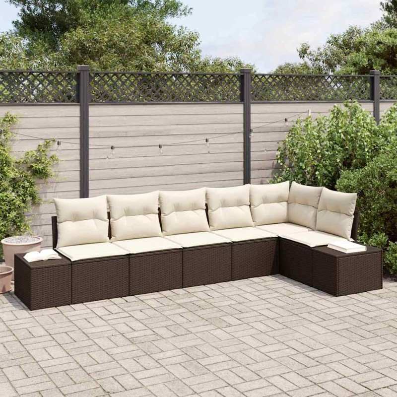 vidaXL Set di divani da giardino di 6 pezzi con cuscini in rattan marrone