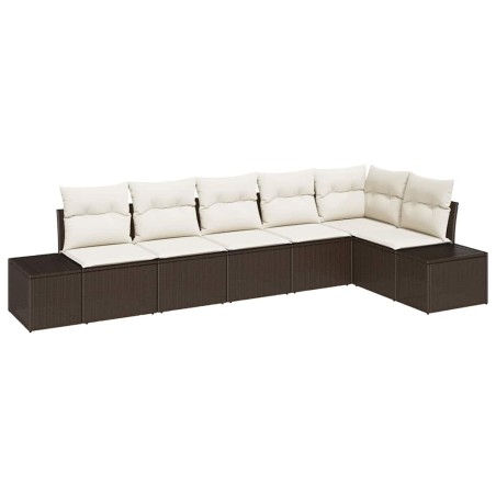 vidaXL Set di divani da giardino di 6 pezzi con cuscini in rattan marrone