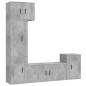 Set di Mobili Porta TV 5 pz Grigio Cemento in Legno Multistrato Set di Mobili Porta TV 5 pz Grigio Cemento in Legno Multistrato