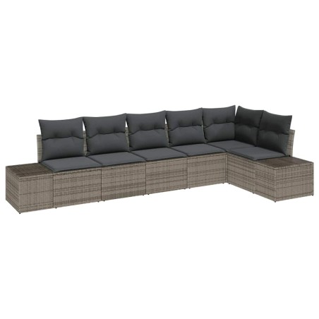 vidaXL Set di divani da giardino a 6 pezzi con cuscini Grigio Polirattan