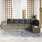 vidaXL Set di divani da giardino a 6 pezzi con cuscini Grigio Polirattan