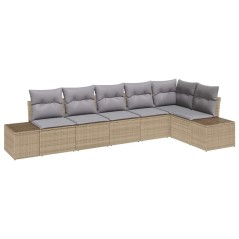 vidaXL Set Divano da Giardino a 6 Pezzi con Cuscini Beige in Rattan