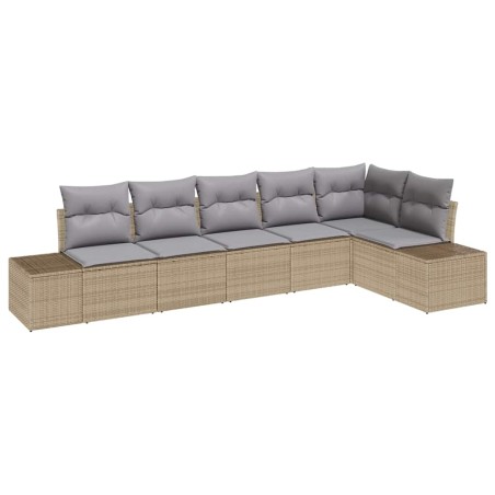 vidaXL Set Divano da Giardino a 6 Pezzi con Cuscini Beige in Rattan
