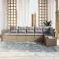 vidaXL Set Divano da Giardino a 6 Pezzi con Cuscini Beige in Rattan