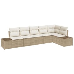 vidaXL Set di divani da giardino a 6 pezzi con cuscini beige in polyrattan