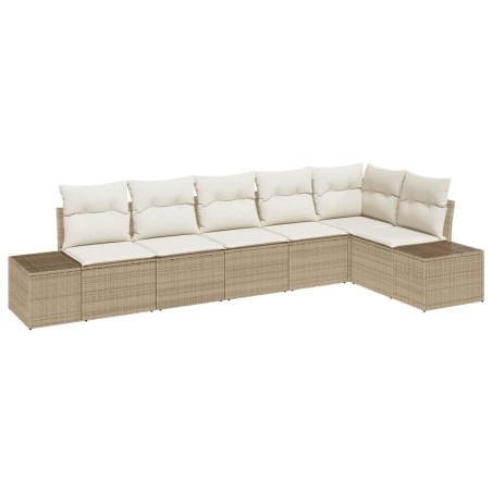 vidaXL Set di divani da giardino a 6 pezzi con cuscini beige in polyrattan