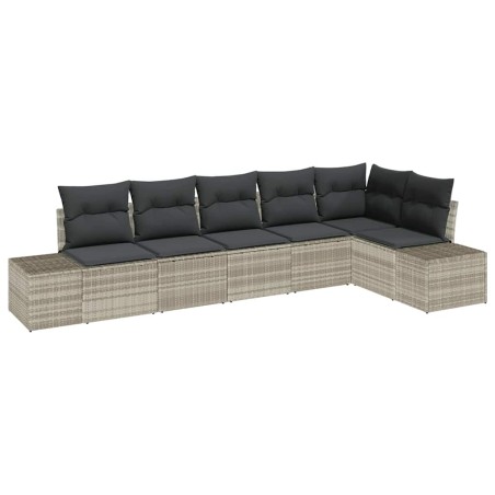 vidaXL Set Divano da Giardino 6 Pezzi con Cuscini Grigio Chiaro in Rattan Polietilene.