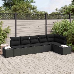 vidaXL Set di divani da giardino 6 pezzi con cuscini Nero Polyrattan