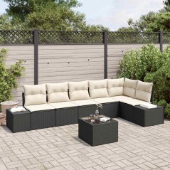 vidaXL Set Divano da Giardino 6 Pezzi con Cuscini Nero Polyrattan