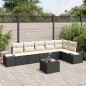 vidaXL Set Divano da Giardino 6 Pezzi con Cuscini Nero Polyrattan