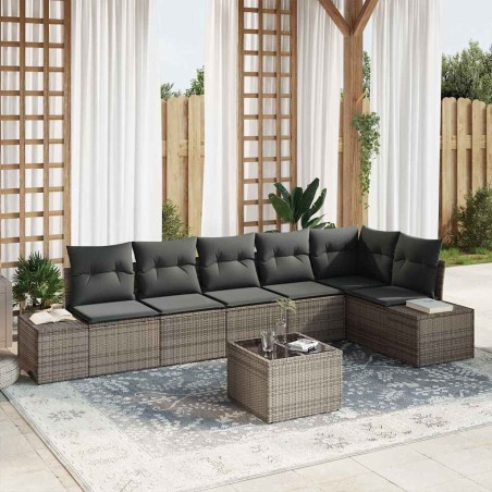 vidaXL Set di Divani da Giardino da 6 Pezzi con Cuscini in Polyrattan Nero