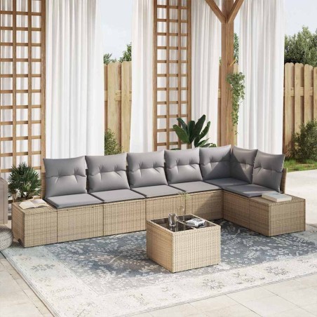 vidaXL Set di Divani da Giardino da 7 Pezzi con Cuscini in Rattan Polietilene Nero