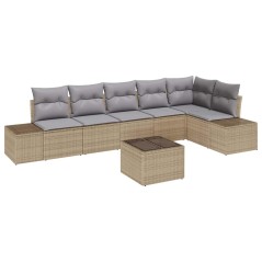 vidaXL Set di Divani da Giardino da 7 Pezzi con Cuscini in Rattan Polietilene Nero