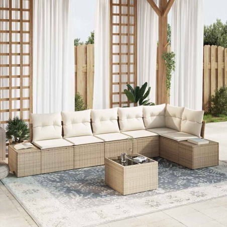 vidaXL Set di Divani da Giardino con Cuscini Marrone Polyrattan