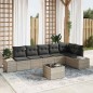 vidaXL Set Divano da Giardino 7 Pezzi con Cuscini Grigio Rattan Sintetico vidaXL Set Divano da Giardino 7 Pezzi con Cuscini Grigio Rattan Sintetico