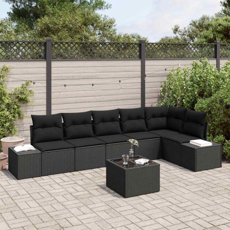 vidaXL Set Divano da Giardino da 7 Pezzi con Cuscini Beige Polyrattan