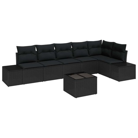 vidaXL Set Divano da Giardino da 7 Pezzi con Cuscini Beige Polyrattan