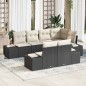 vidaXL Set di Divani da Giardino 7 Pezzi con Cuscini Nero Rattan Polimerico