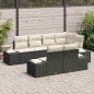 vidaXL Set di Divani da Giardino 7 Pezzi con Cuscini Nero Rattan Polimerico