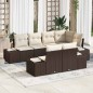 vidaXL Set Divano da Giardino da 7 Pezzi con Cuscini Marrone Rattan Polimerico