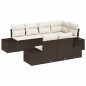 vidaXL Set Divano da Giardino da 7 Pezzi con Cuscini Marrone Rattan Polimerico
