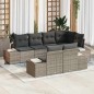 vidaXL Set Divano da Giardino 7 Pezzi con Cuscini Grigio Polyrattan
