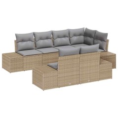 vidaXL Set divano da giardino 7 pezzi con cuscini beige polyrattan
