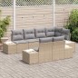 vidaXL Set divano da giardino 7 pezzi con cuscini beige polyrattan