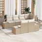 vidaXL Set Divano da Giardino 7 Pezzi con Cuscini Beige Polyarattan