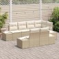 vidaXL Set Divano da Giardino 7 Pezzi con Cuscini Beige Polyarattan