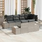 vidaXL Set di Divani da Giardino in 7 Pezzi con Cuscini Grigio Chiaro Polyrattan