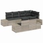 vidaXL Set di Divani da Giardino in 7 Pezzi con Cuscini Grigio Chiaro Polyrattan