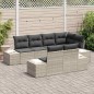 vidaXL Set di Divani da Giardino in 7 Pezzi con Cuscini Grigio Chiaro Polyrattan