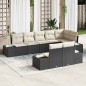 vidaXL Set Divano da Giardino 8 Pezzi con Cuscini Nero Polyrattan