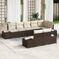 vidaXL Set Divano da Giardino a 8 pezzi con Cuscini Marrone Polirattan