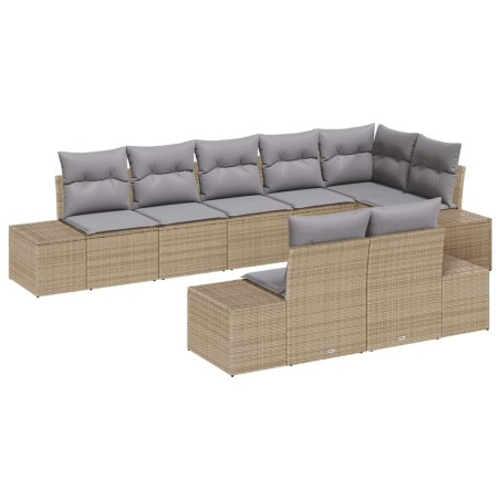 vidaXL Set di Divani da Giardino da 8 Pezzi con Cuscini Beige Polyrattan